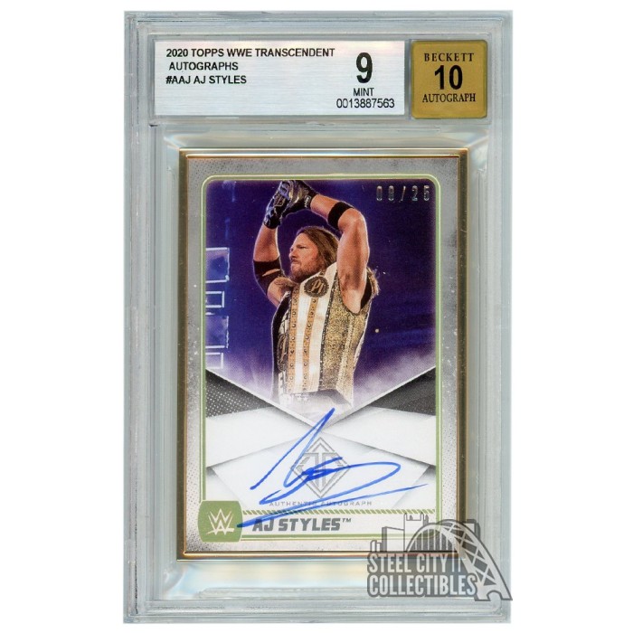 AJ Styles 2020 Topps Transcendent WWE Autograph Card /25 BGS 9 AUTO 10 ...