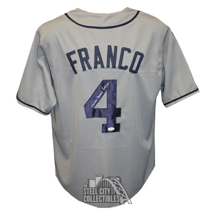 Wander Franco Autographed Tampa Bay Custom Blue Baseball Jersey 10-Count  Lot - JSA COA