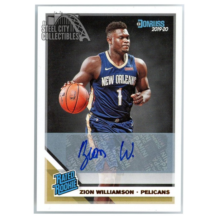 Zion Williamson 2019-20 Panini Donruss Rated Rookie Autograph Card #201