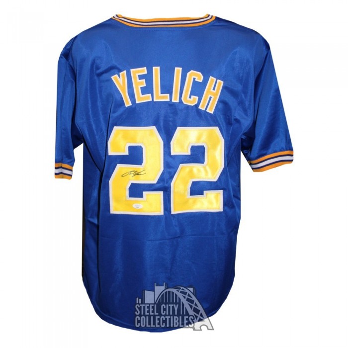 Christian Yelich Autographed Milwaukee 18 NL MVP Majestic Pinstripe  Baseball Jersey - JSA