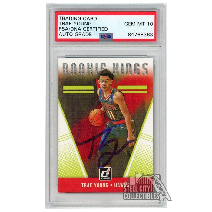 Trae Young 2018-19 Panini Donruss Rookie Kings Autograph Card #24 PSA/DNA 10