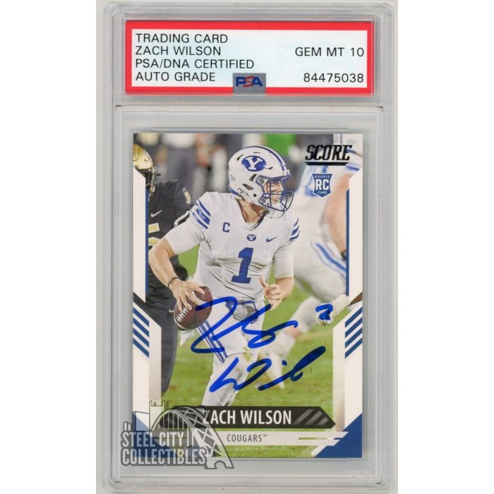 Zach Wilson 2021 Panini Score Autographed Card #304 - PSA/DNA 10