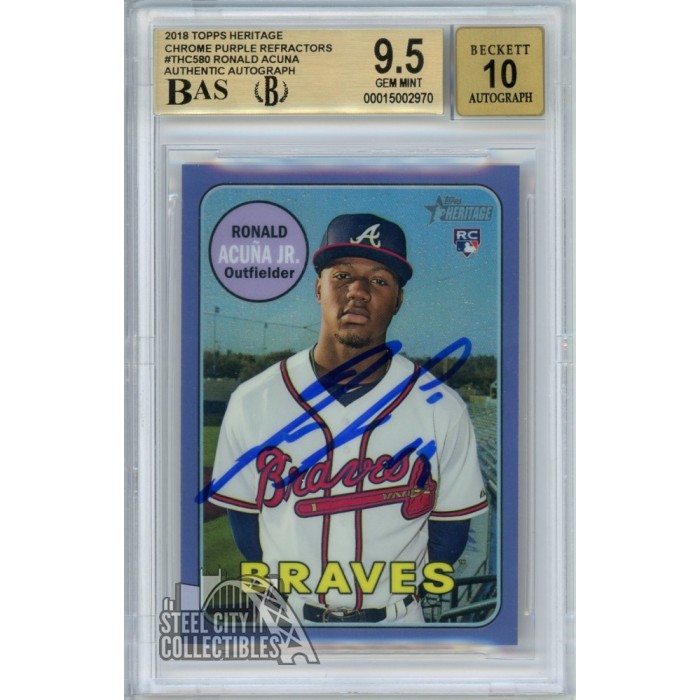 2018 Topps Heritage Chrome Black Refractor Ronald Acuna Jr. #THC580 48/69  BGS 9.5