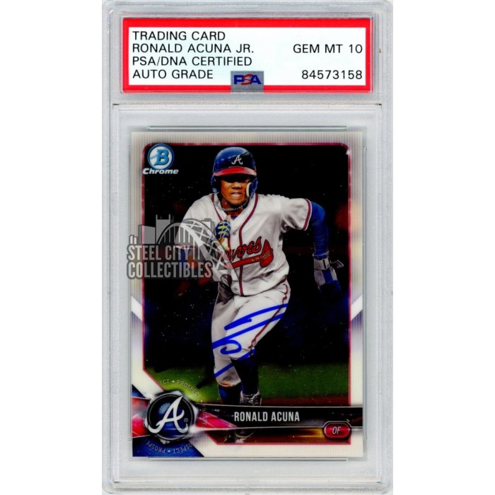 Ronald Acuna Jr 2018 Bowman Chrome Autograph Card #BCP1 PSA/DNA 10 ...