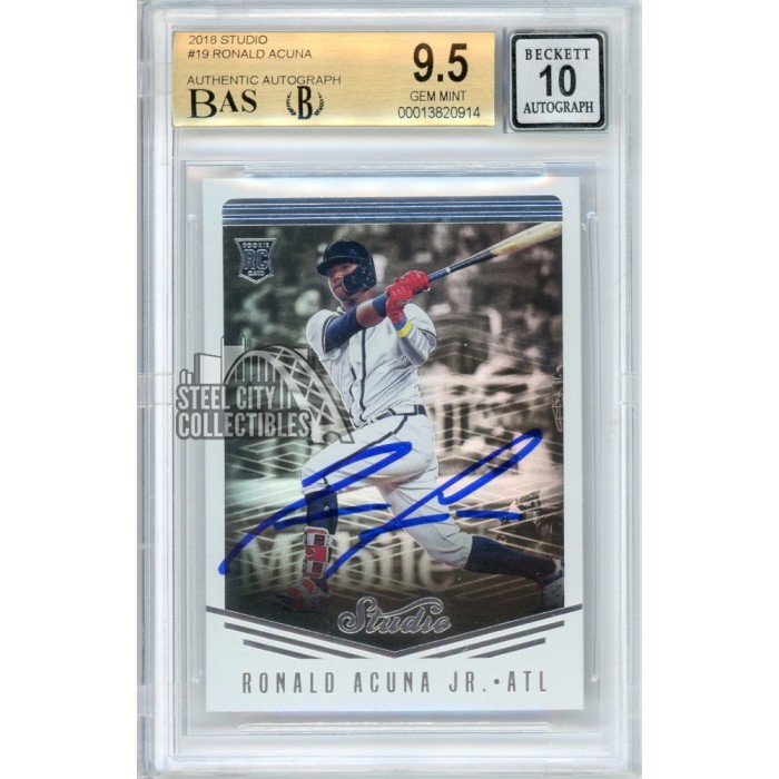 Ronald Acuna Jr 2018 Panini Studio Autograph Rookie Card #19 BGS 9.5 ...