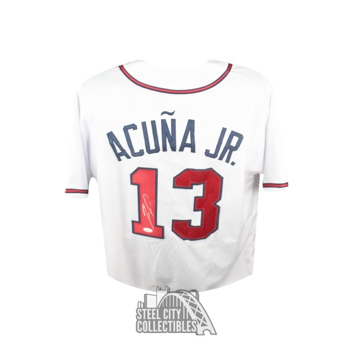 Ronald Acuna Signed Atlanta Braves Custom Navy MLB Jersey
