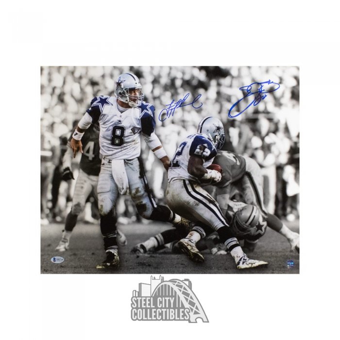 Emmitt Smith, Michael Irvin, & Troy Aikman Signed Cowboys 16x20 Photo  (Beckett COA)