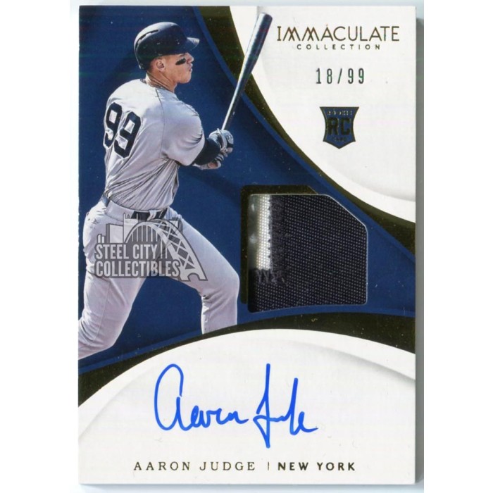 Aaron Judge 2017 Panini Immaculate Dual Patch Autograph Rookie Card 20/25