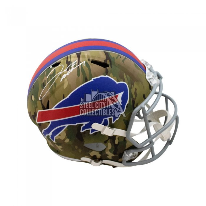 Josh Allen Autographed Buffalo Bills Camo Replica Full-Size Football Helmet  - BAS COA