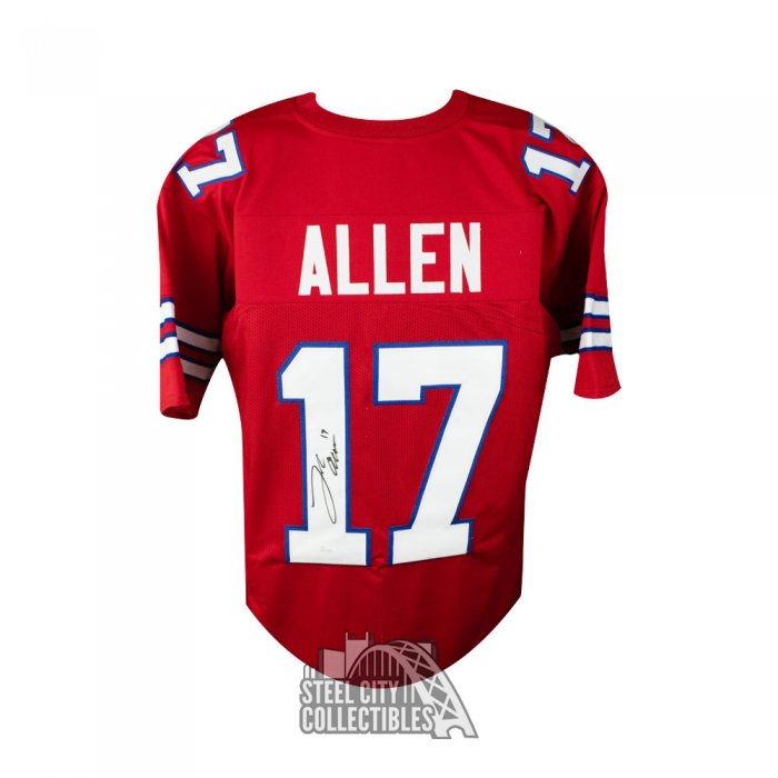 Josh Allen Autographed Buffalo Red Color Rush Custom Football Jersey - JSA