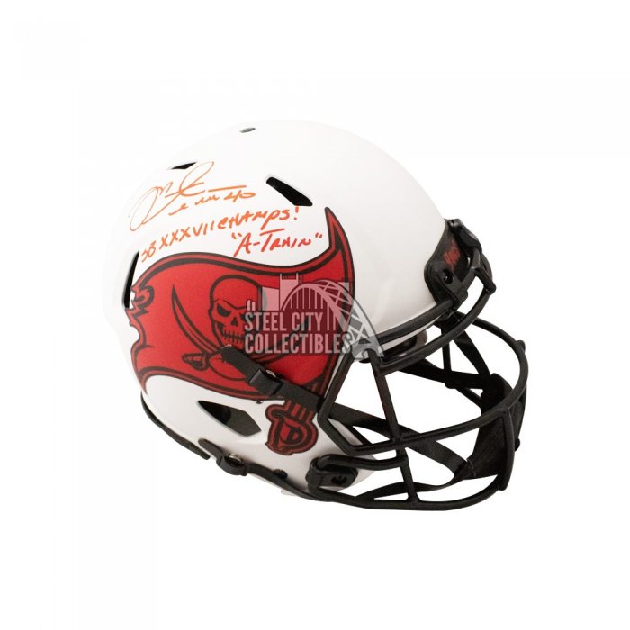 Mike Alstott SB Champs A Train Autographed Buccaneers Lunar Eclipse  Authentic Full-Size Football Helmet - BAS (Red Ink)