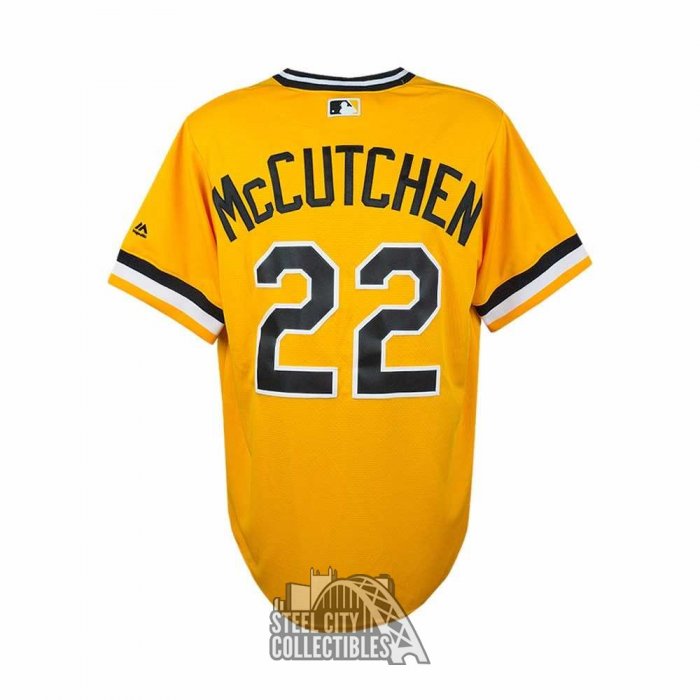 Pittsburgh Pirates MLB Gold Majestic Cool Base Throwback Jersey Size Small  As Is