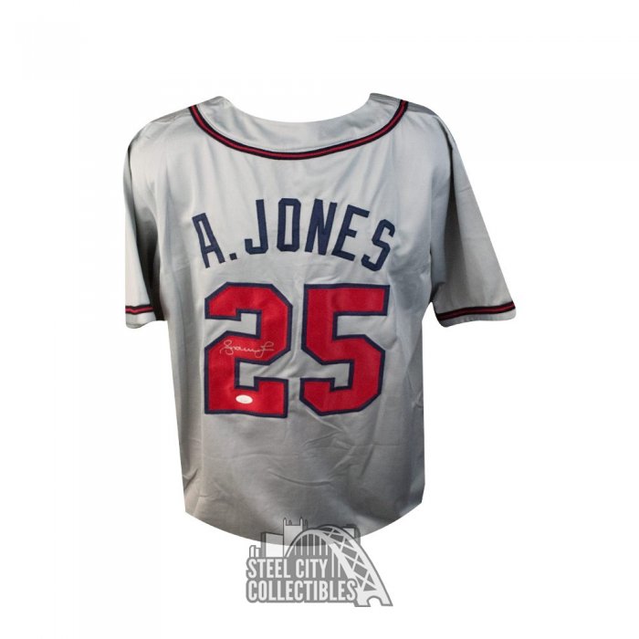 Autographed/Signed Andruw Jones Atlanta White Baseball Jersey JSA COA