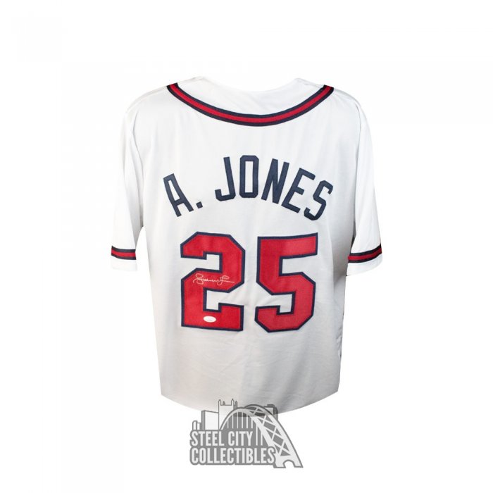 Andruw Jones Autographed Atlanta White Custom Baseball Jersey - JSA COA