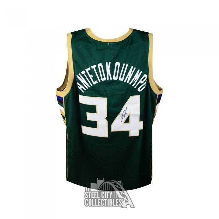Giannis Antetokounmpo Autographed Greek Freak Milwaukee Custom Basketball  Jersey - JSA COA