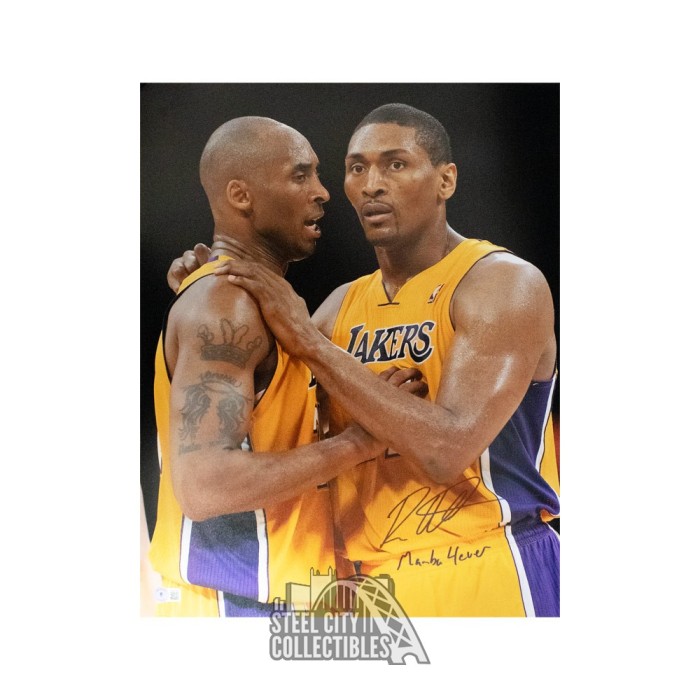 Ron Artest Mamba 4 Ever Autographed Los Angeles Lakers Kobe Bryant 16x20  Photo - BAS (Black Jersey)