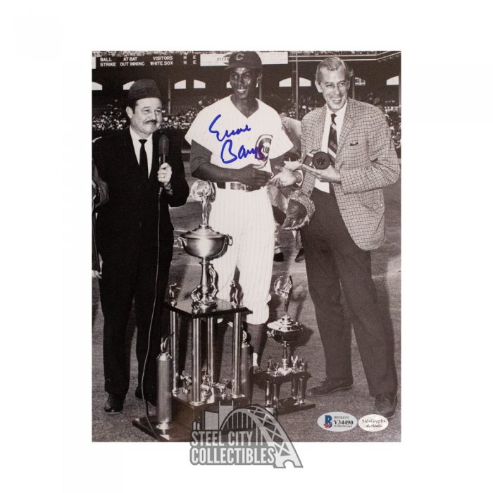 Ernie Banks signed Photo Chicago Cubs 8x10 autographed beckett coa