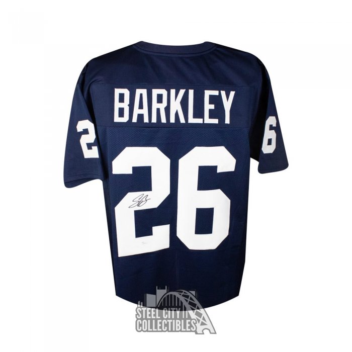 Saquon Barkley Signed Custom Light Blue Football Jersey JSA - White