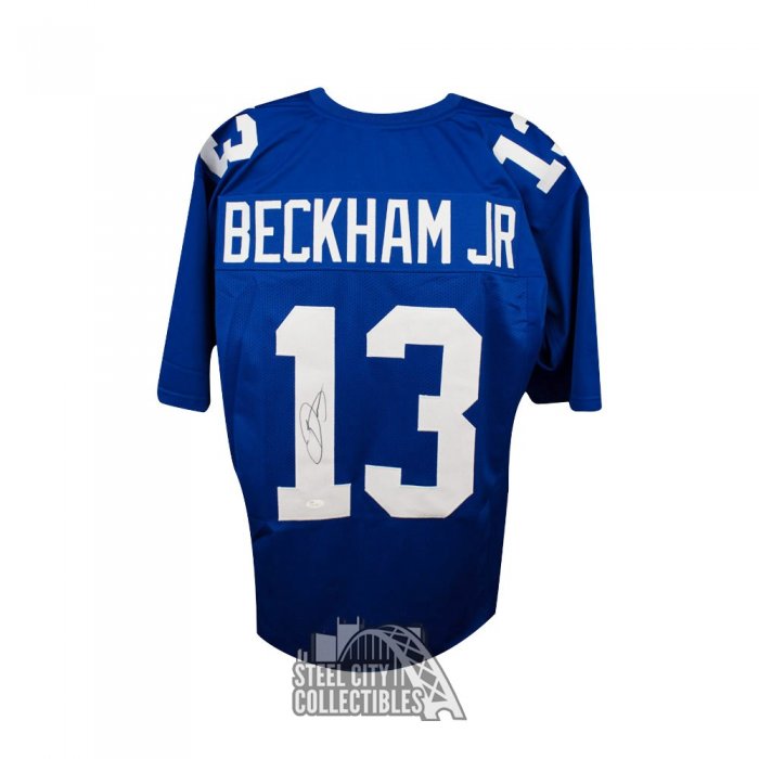 Odell Beckham Signed NY 8x10 One Handed Catch *White Jersey PF Photo- JSA W  Auth