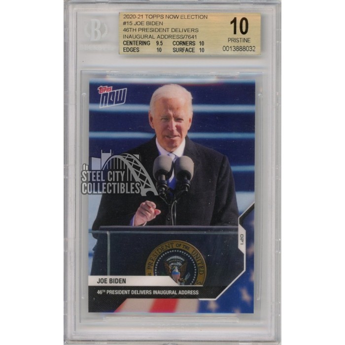 Joe Biden 2021 Topps Now Election Card #15 BGS 10 Pristine | Steel