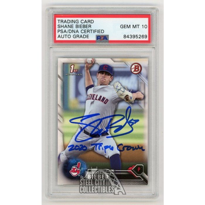 Shane Bieber 2016 1st Bowman Chrome Autograph Not Justin Card #BDC-68  PSA/DNA 10