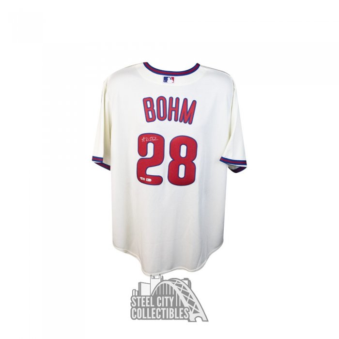 Nike Philadelphia Phillies ALEC BOHM Sewn Throwback Baseball Jersey Bl –