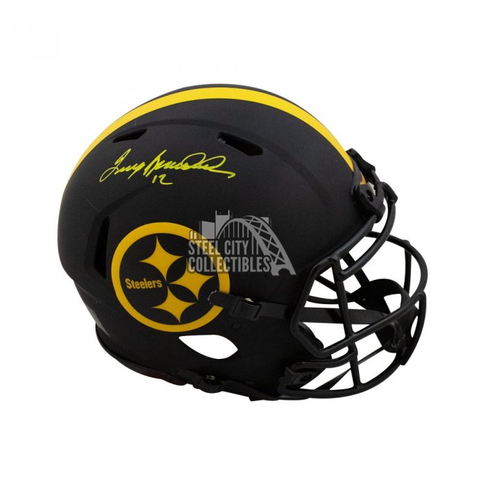 Terry Bradshaw Autographed Pittsburgh Steelers Camo Mini Football Helmet -  BAS COA