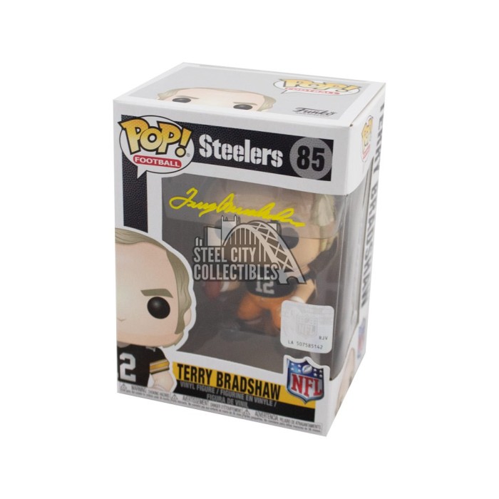 Terry Bradshaw Autographed Pittsburgh Steelers Funko Pop Bas Coa Black Jersey Steel City 5636