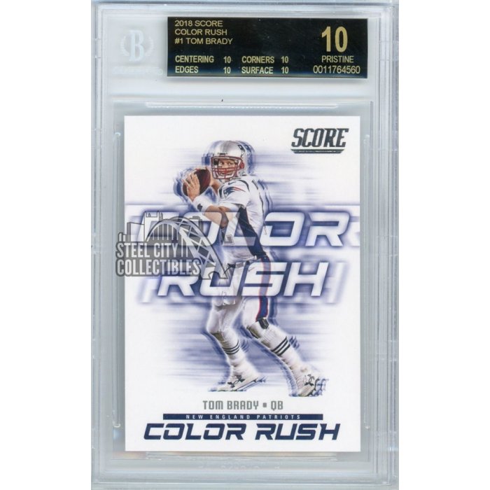 Tom Brady 2018 Score Color Rush #1 BGS - 10 Pristine Black Label