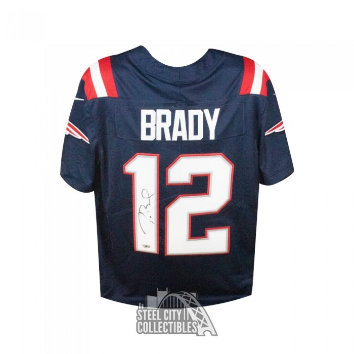 Tom Brady Autographed Patriots Nike Elite Navy Blue Color Rush Jersey Size  48 Fanatics