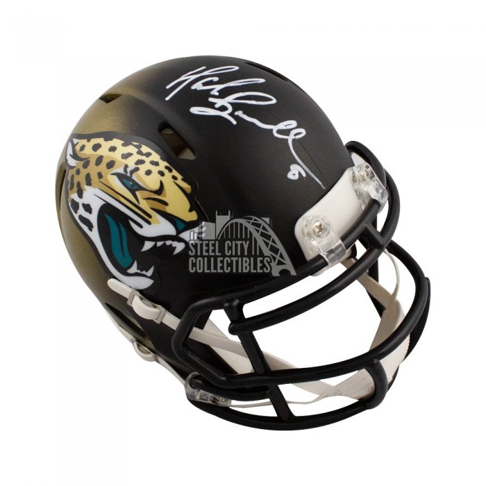 Mark Brunell Autographed Jaguars Flat Black Full-Size Football Helmet JSA 5  Inscrip