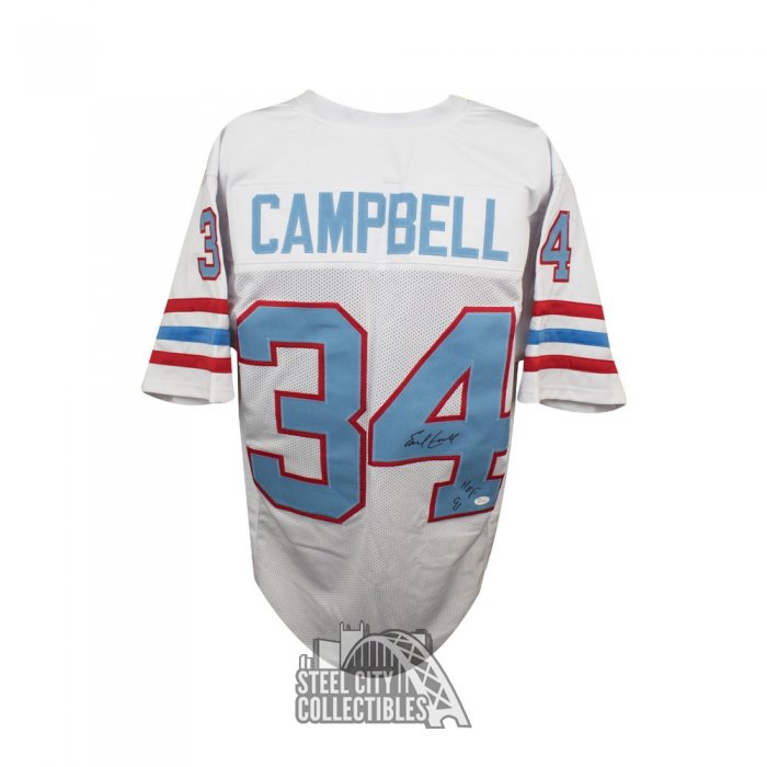 Earl Campbell Autographed Houston (White #34) Custom Jersey - JSA