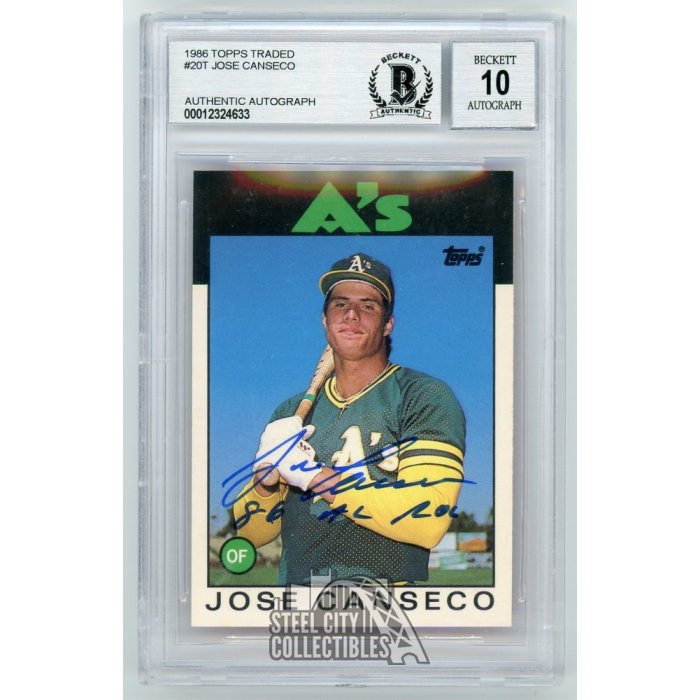 Jose Canseco 86 AL ROY Autographed 1986 Donruss Rookie Card #55 (PSA Auto  Gem Mt 10)