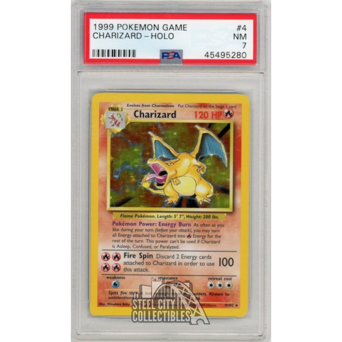 1999 Charizard Pokemon Base Set Holo Card 4/102 PSA 7 | Steel City ...