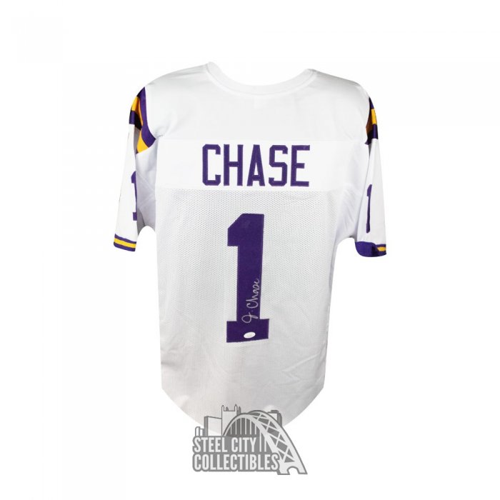 Ja'Marr Chase Autographed LSU Custom Yellow Football Jersey - JSA COA