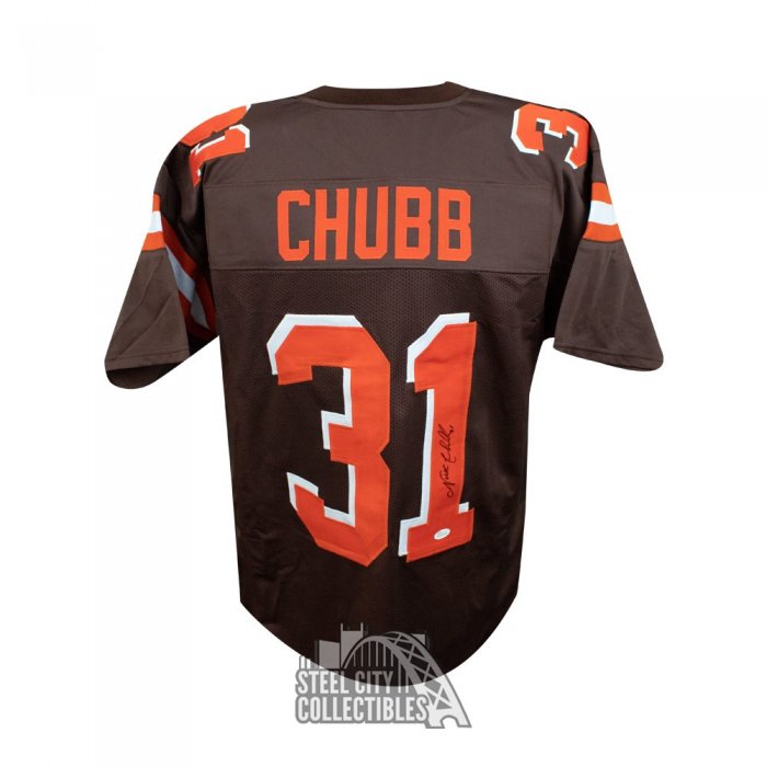 NICK CHUBB (Browns orange TOWER) Signed Autographed Framed Jersey JSA –  Super Sports Center