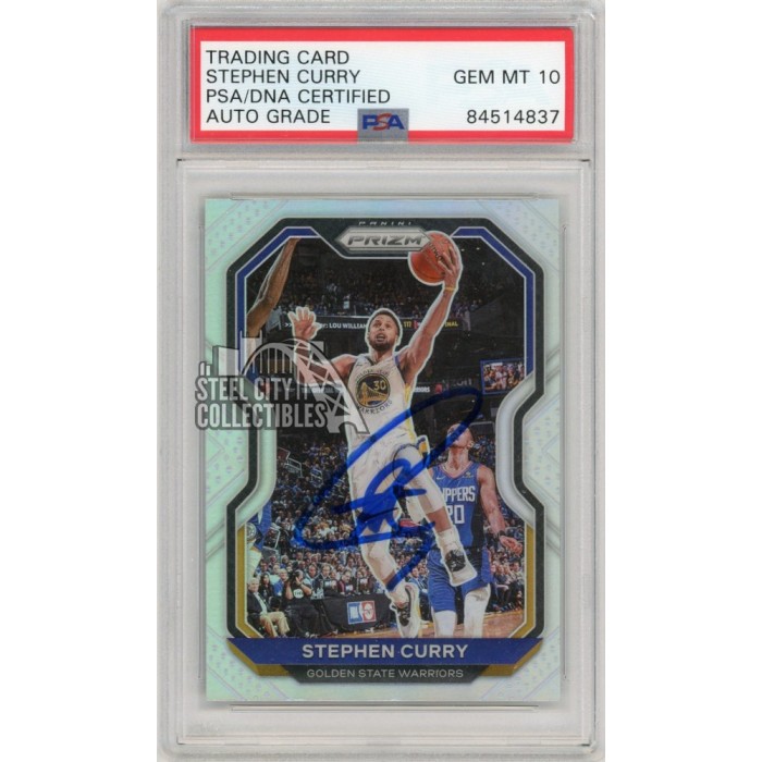Stephen Curry 2020-21 Panini Prizm Autograph Silver Card #159 - PSA/DNA 10