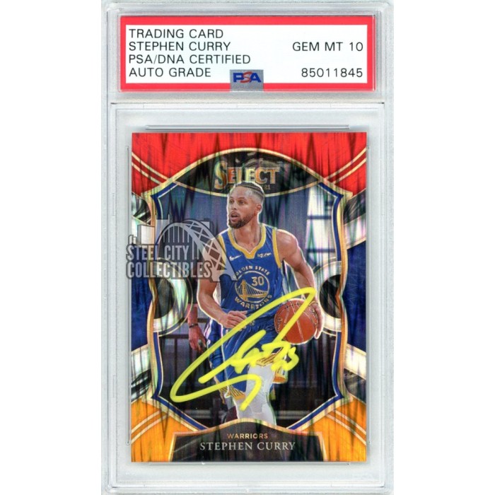 Stephen Curry 2020-21 Panini Select Red White Orange Flash Autograph 