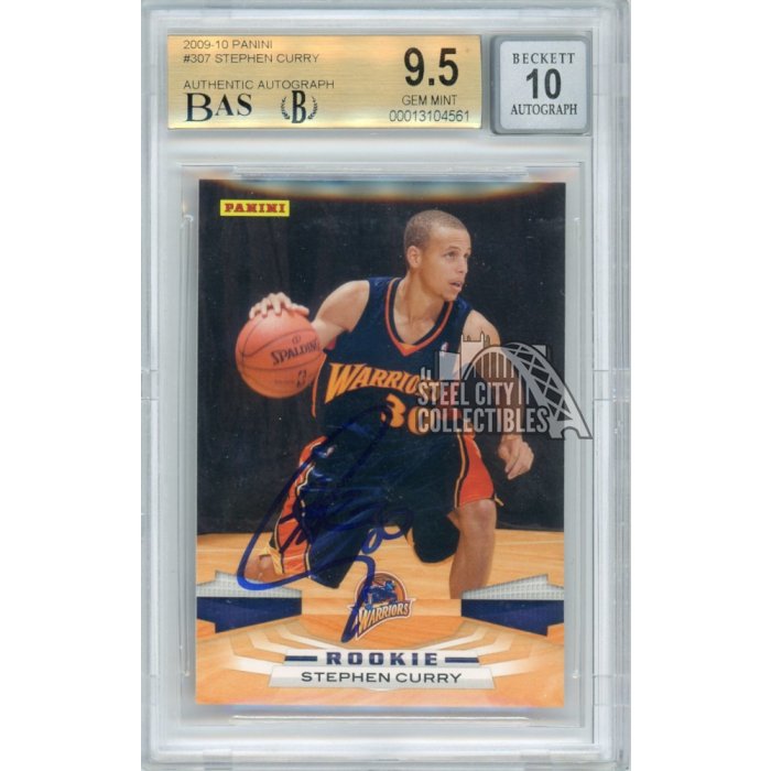 Stephen Curry Autographed 2009-10 Panini Basketball Rookie Card #307 BGS 9.5