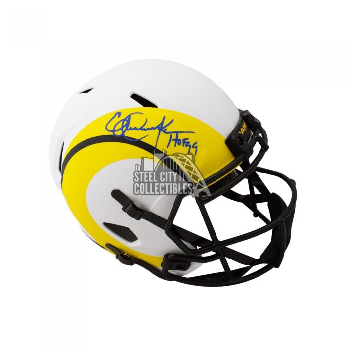 Eric Dickerson HOF 99 Autographed Rams Lunar Eclipse Replica Full-Size Football  Helmet - BAS (Blue Ink)