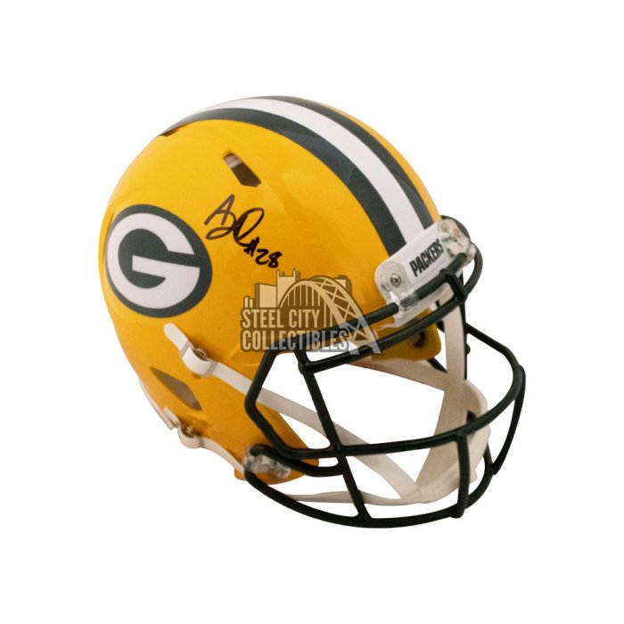 AJ Dillon Autographed Packers Lunar Eclipse Replica Full-Size Football  Helmet - BAS (Green Ink)