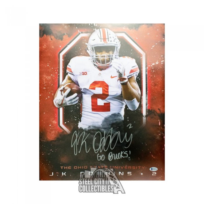 J.K. Dobbins Autographed Ohio State Custom Black Football Jersey - BAS COA  at 's Sports Collectibles Store