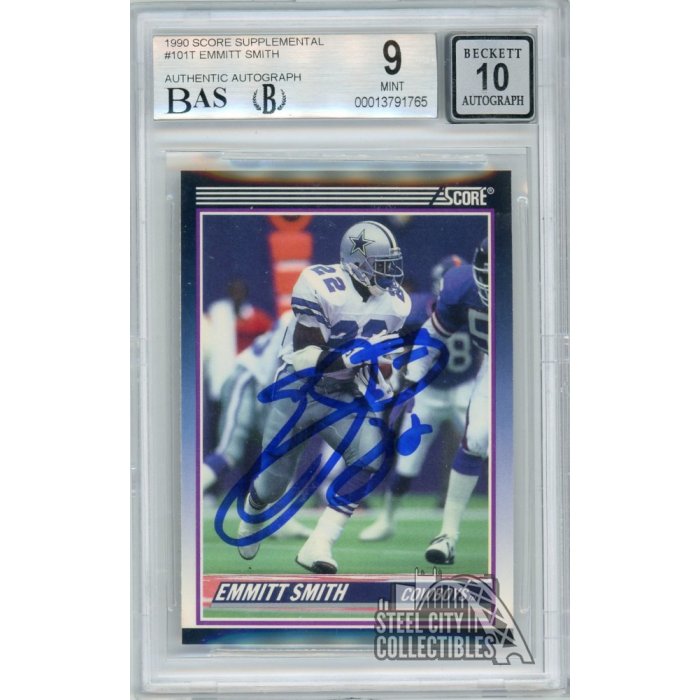 Emmitt Smith Autographed 1992 Fleer #89 Trading Card Beckett 10 Slab –  Denver Autographs