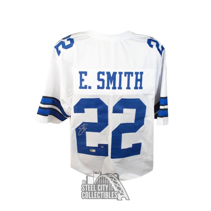 Emmitt Smith Autographed Dallas Cowboys Custom Size XL Blue Jersey BAS