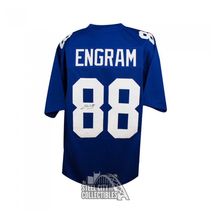 Evan Engram Signed New York Giants Framed Blue Custom Jersey