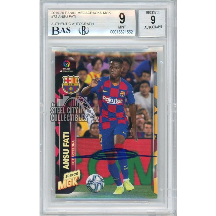 Ansu Fati 2019 Panini Megacracks La Liga Autographed Rookie Card #72BIS BGS  9 BAS 9