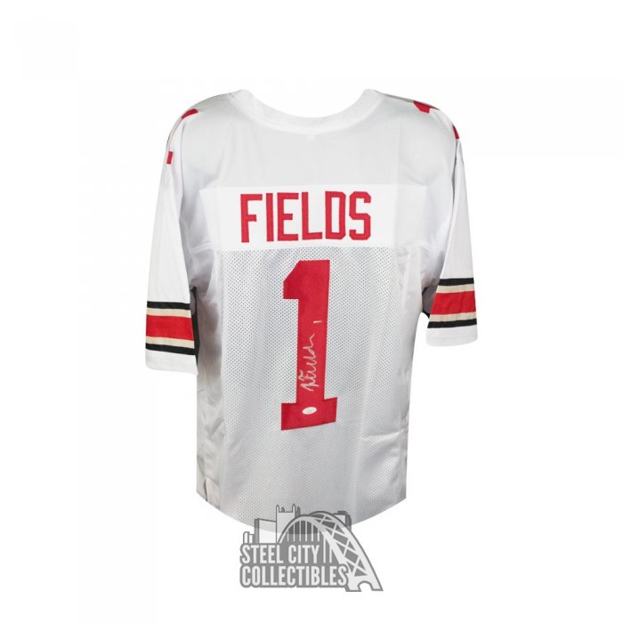 Justin Fields Autographed Chicago (White #1) Custom Jersey