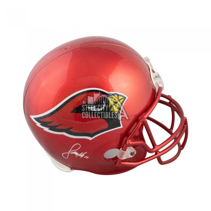 Larry Fitzgerald Autographed Arizona Cardinals Flat White Authentic  Full-Size Football Helmet - BAS (Red Ink)