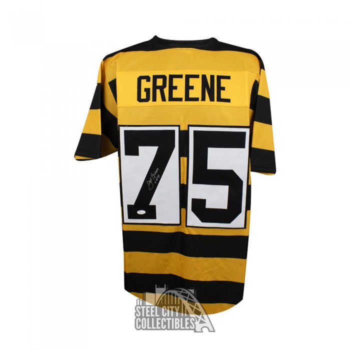 Joe Greene Signed Pittsburgh Steelers Custom Bumblebee Jersey with HOF 87  Inscription