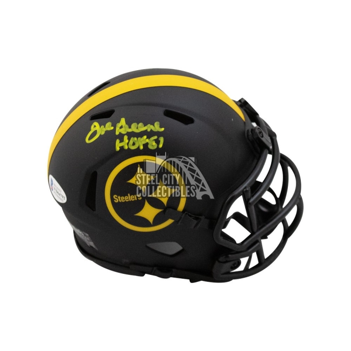 Joe Greene Signed Pittsburgh Steelers Black TB Mini Helmet With HOF 87